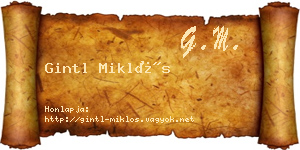 Gintl Miklós névjegykártya